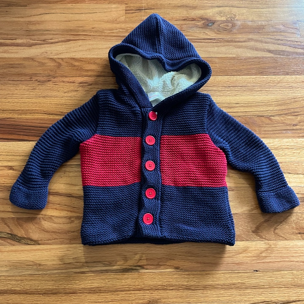 Mini Boden woven cardigan sweater.